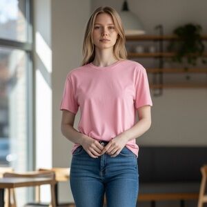 Amoretu Women’s T-Shirt Pink Short Sleeve Crewneck Size-Large NWT